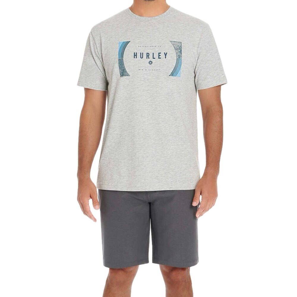 Hurley Men's Graphic Surf Skater Heather Gray Short Sleeve T-Shirt L